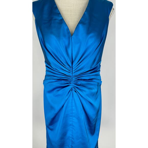 Tadashi Collection Womens Blue Sheath Dress V Neck Size Medium Sleeveless Formal - Picture 3 of 11